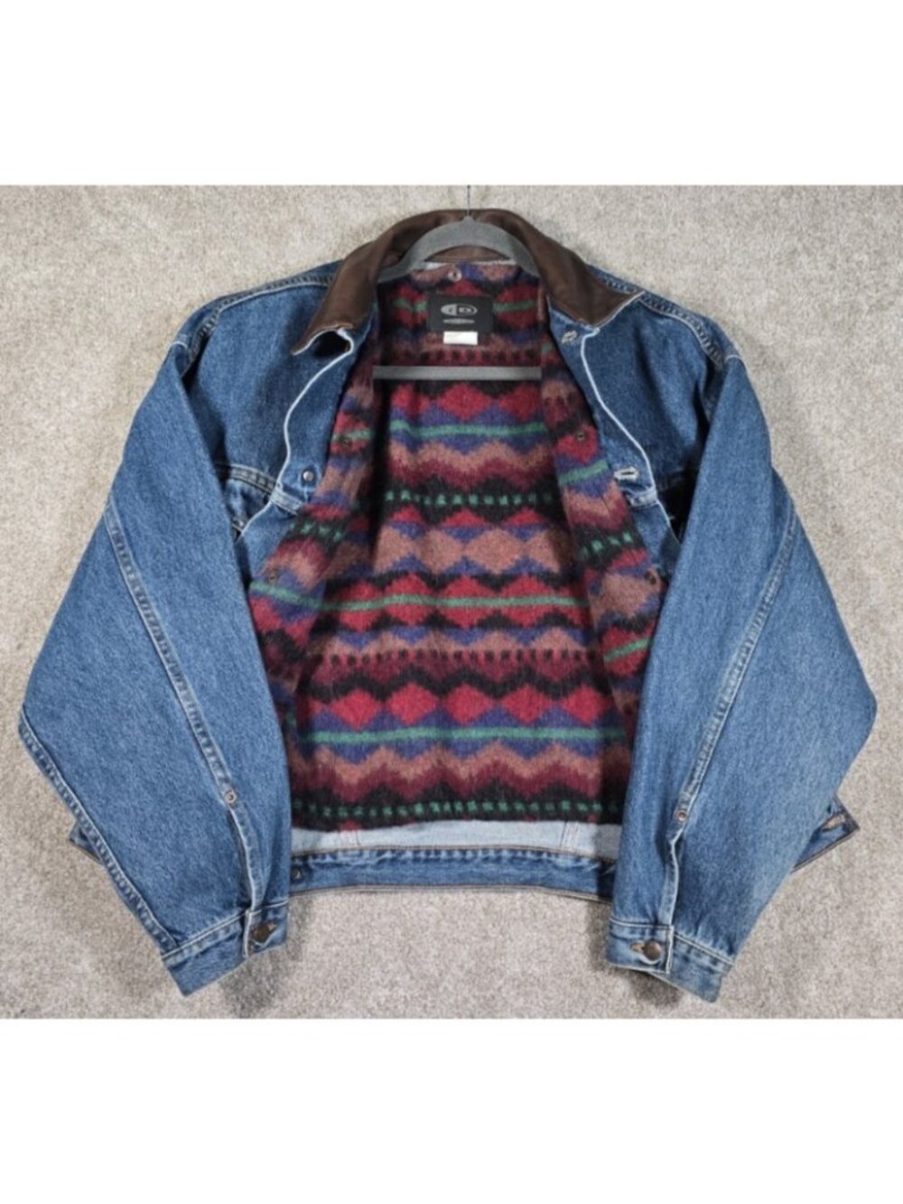 Vintage iD Wear Blue Jean Denim Southwestern Liner Jacket Coat Canada Made Men M